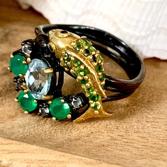 The Girl With Kaleidoscope Eyes Jewelry - Goldfish in Pond Life Sterling & 14 kt Ring